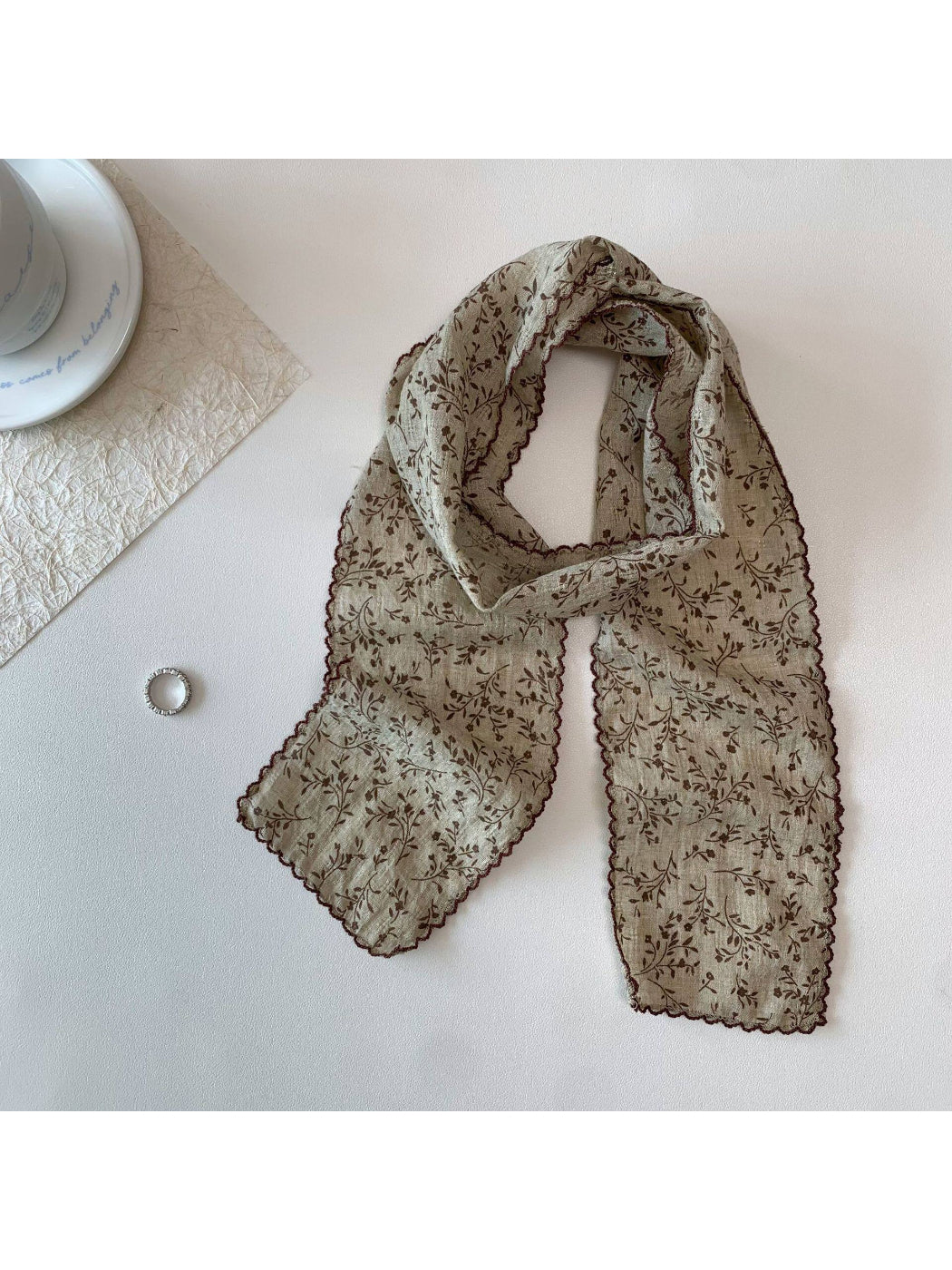 Scarvii Floral Embroidered Skinny Scarf product image