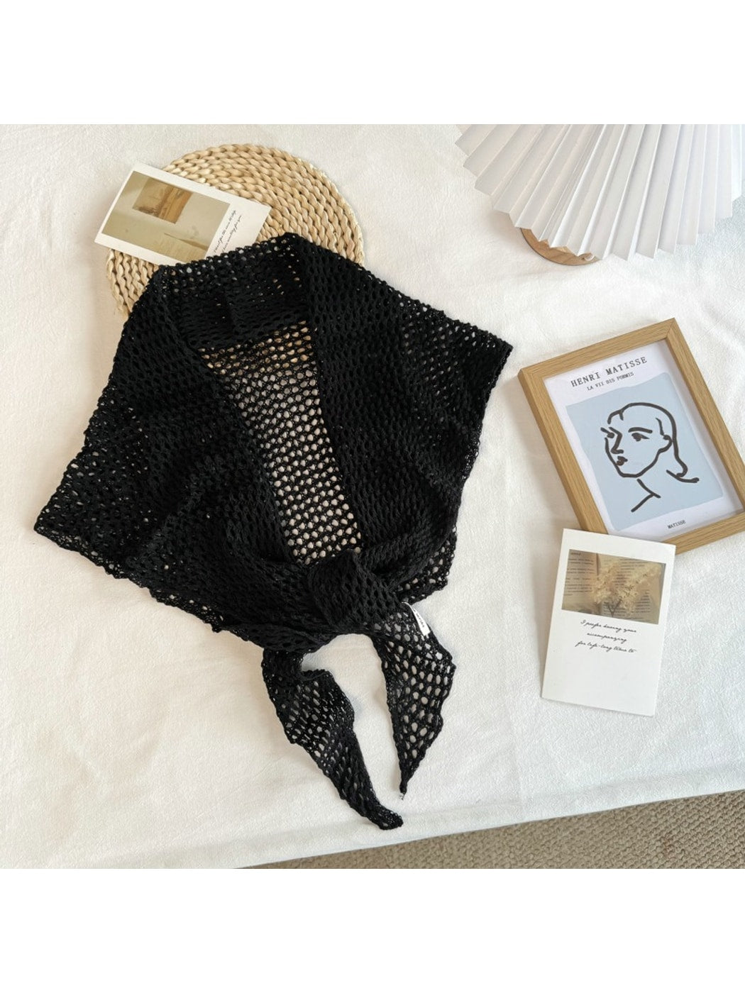 Scarvii - Openwork Knit Triangle Scarf