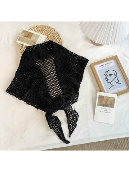 Scarvii - Openwork Knit Triangle Scarf