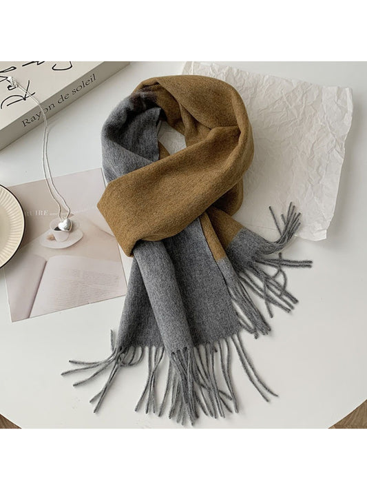 Scarvii - Soft Light Checked Fringe Scarf