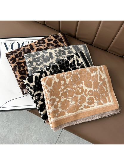 Scarvii - Dual-Tone Leopard Border Scarf