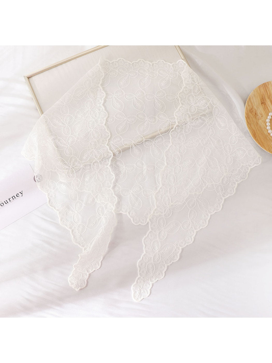 Scarvii - Embroidered Floral Lace Triangle Bandana