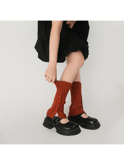 Cozyra - Button Split Rib Knit Leg Warmers