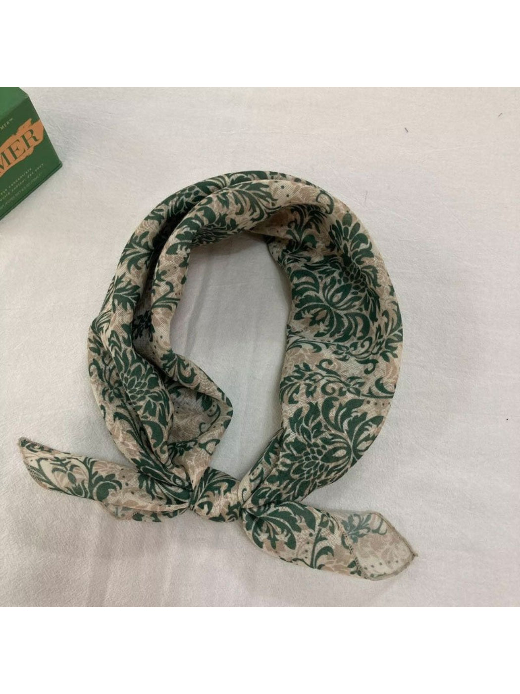 Scarvii Baroque Floral Square Scarf displayed flat highlighting symmetrical baroque floral motifs