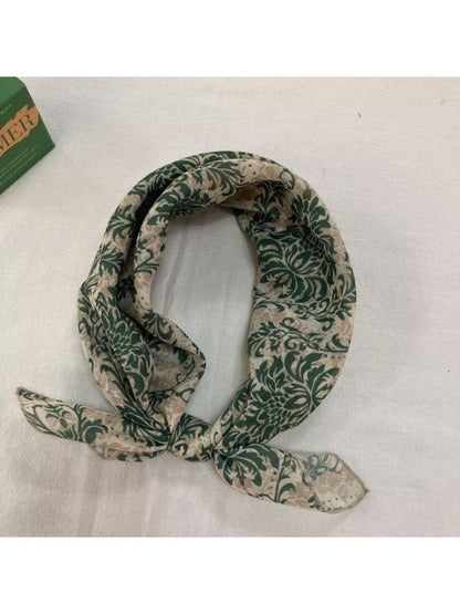 Scarvii Baroque Floral Square Scarf displayed flat highlighting symmetrical baroque floral motifs