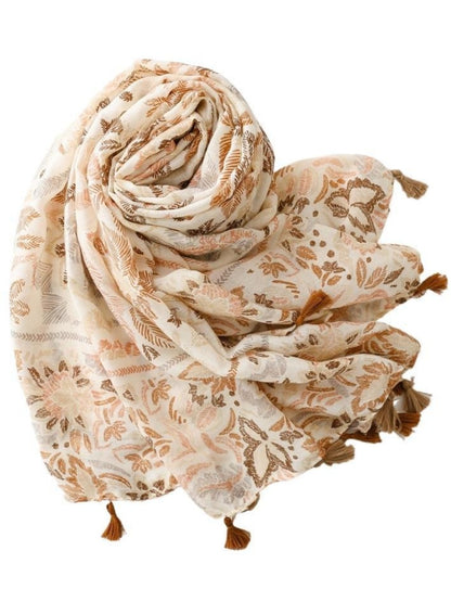 Scarvii - Boho Style Plant Floral Print Scarf - Chic & Fresh