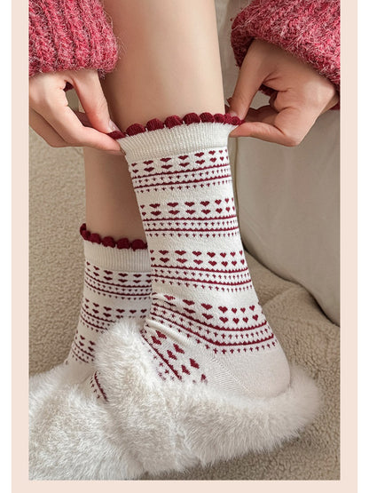 Rufia - Red Pattern Mix Crew Socks