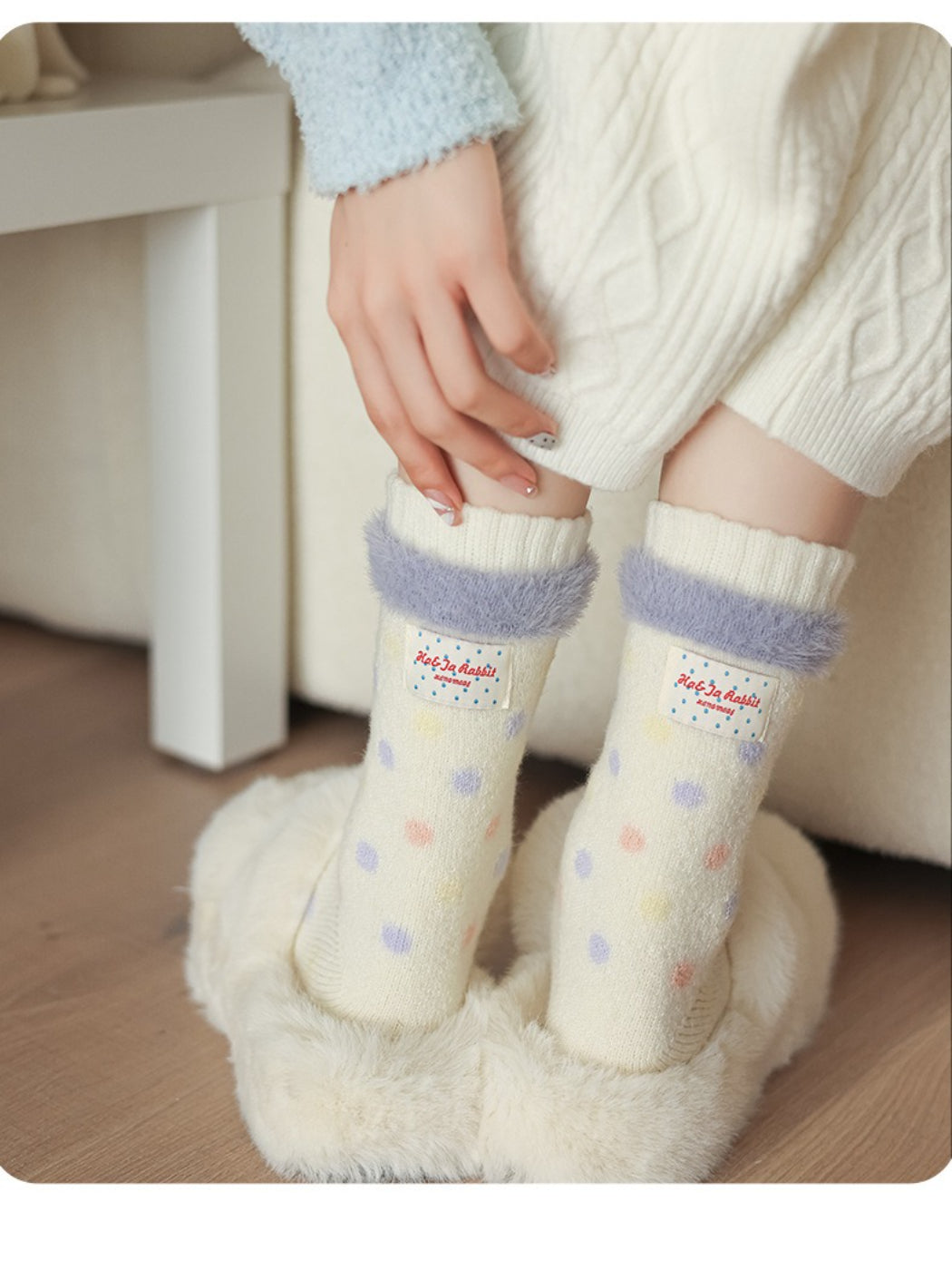 Rufia - Soft Polka Pattern Crew Socks