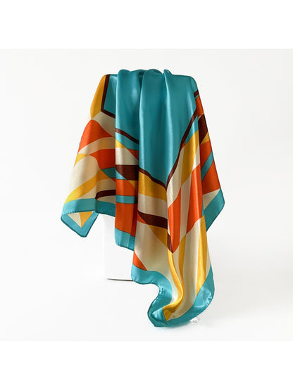 Scarvii - Colorblock Geometric Pattern Square Scarf