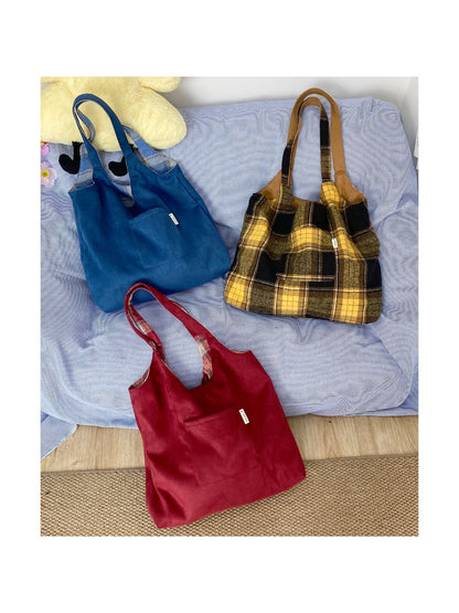 Cosbai – Reversible Plaid Tote Bag