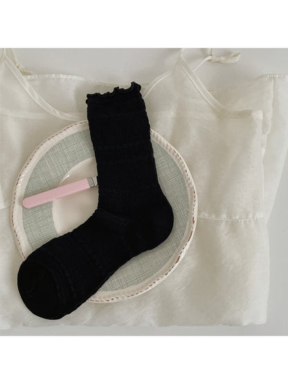 Rufia - Openwork Ruffle Cuff Crew Socks