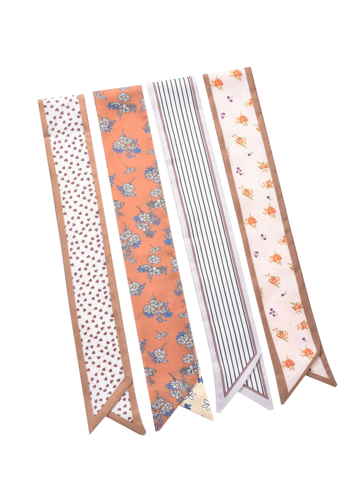 Scarvii - Floral and Heart Print Skinny Scarf