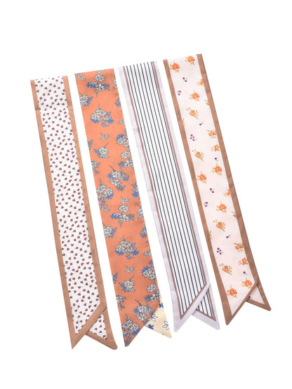 Scarvii - Floral and Heart Print Skinny Scarf