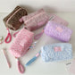 Cosbai - Plush Leopard Print Cosmetic Storage Bag