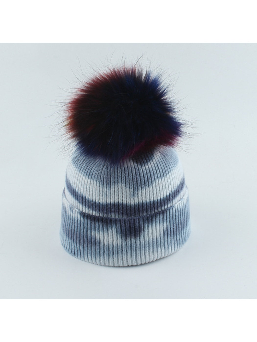 Haila - Striped Pom Pom Knit Beanie