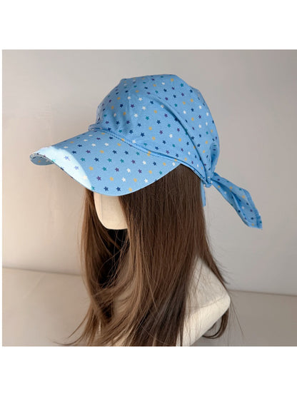 Side view of Haila Colour Star Brim Sun Hat showing textured fabric and star design
