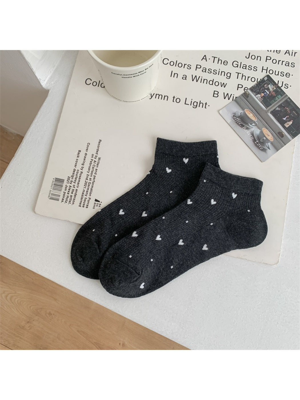 Packaging of Rufia ankle socks with visible mini heart pattern and brand label