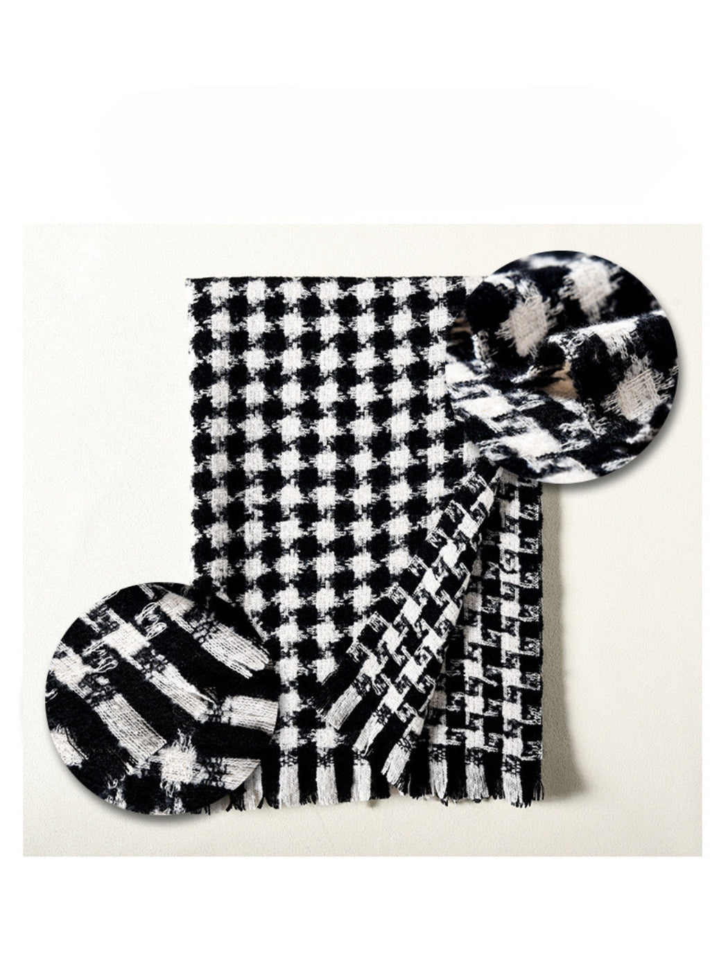 Scarvii - Classic Houndstooth Fringe Scarf