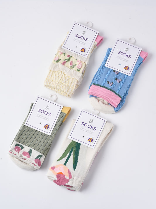 Rufia - Tulip Pattern Crew Socks