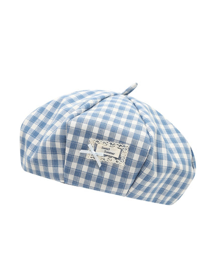 Haila - Round Crown No-Brim Plaid Beret