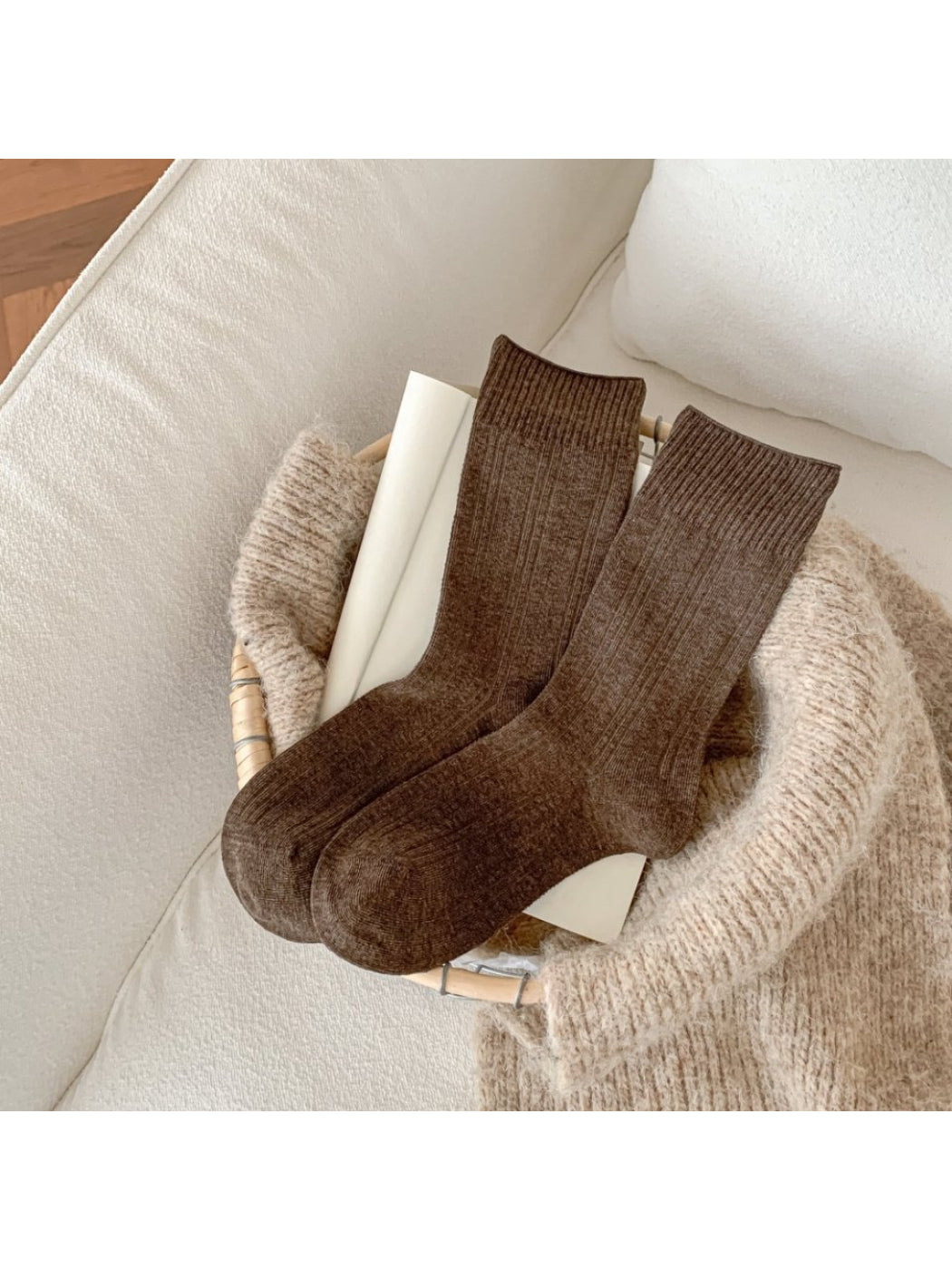 Rufia - Solid Ribbed Everyday Crew Socks