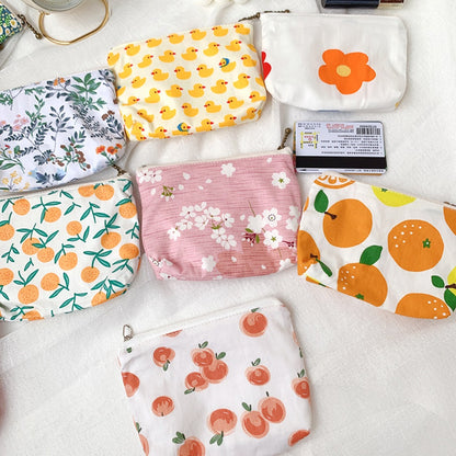 Close-up of Cosbai canvas printed coin purse showing detailed colorful print