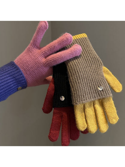 Gloving - Colorblock Ribbed Knit Winter Gloves