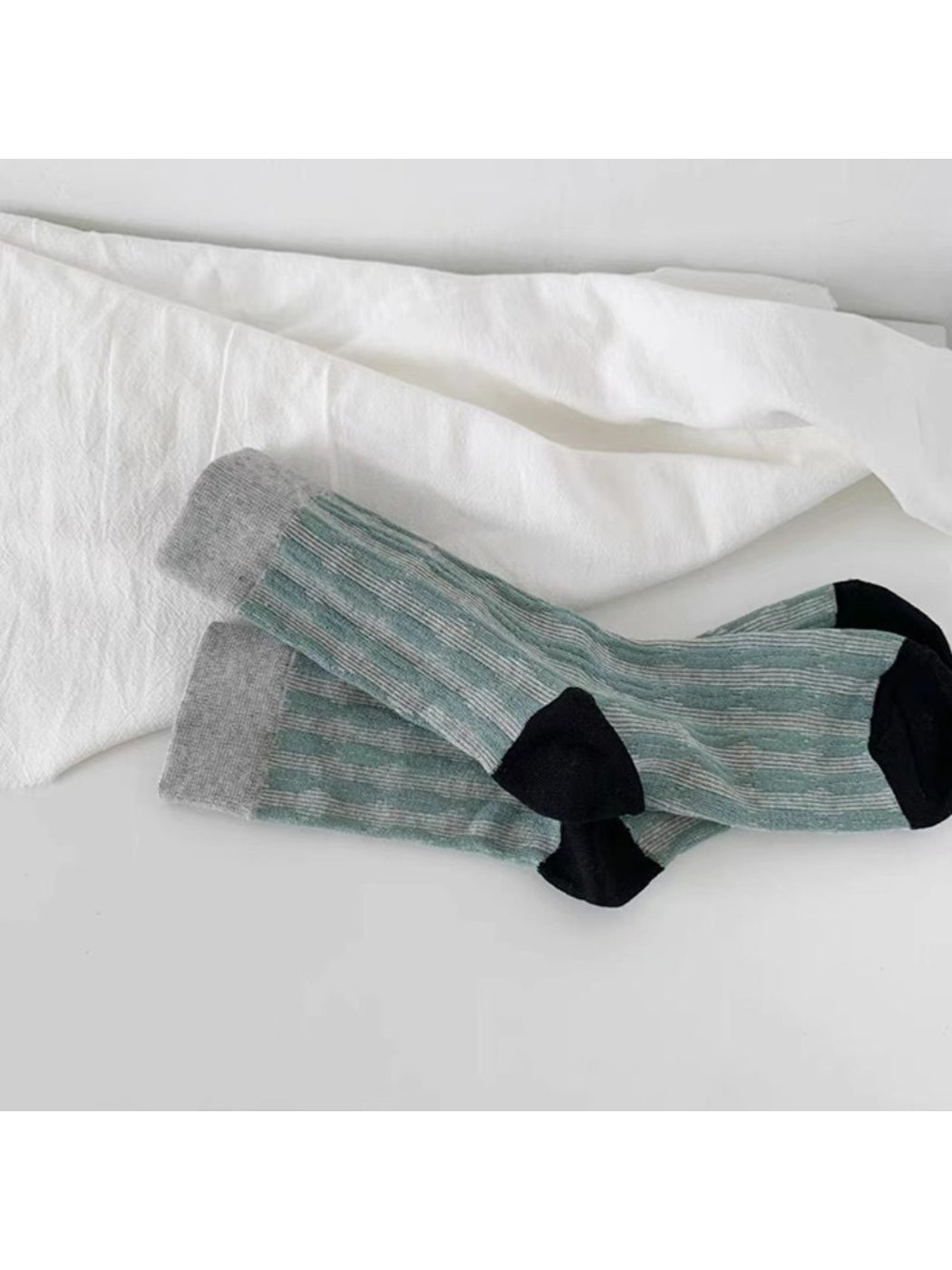 Rufia bold graphic knit crew socks styled with casual outfit