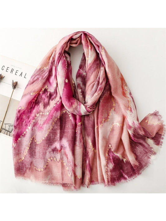 Scarvii - Winter Scarf & Shawl with Gold Foil Printing & Mountain Pattern