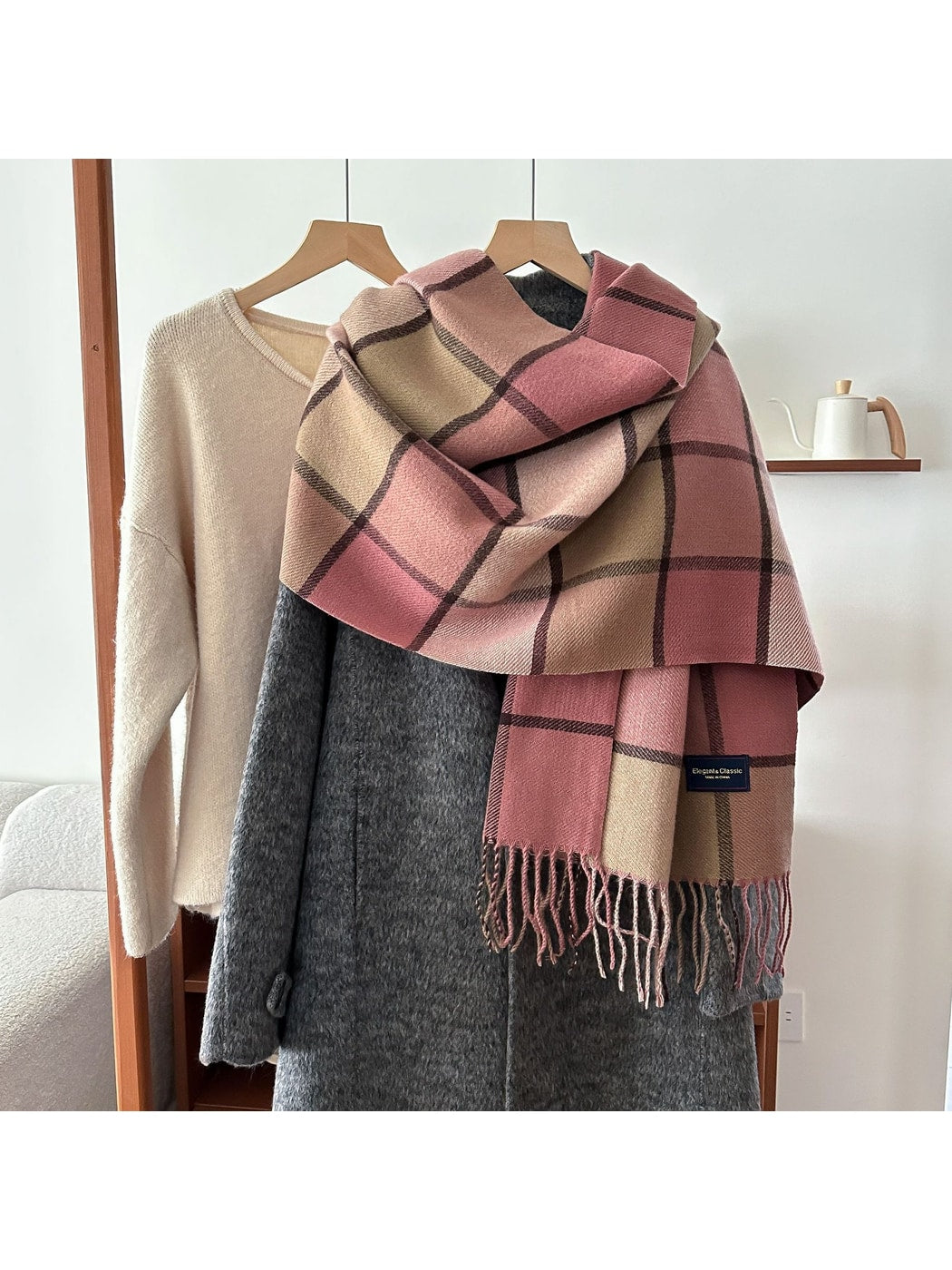 Scarvii - Classic Plaid Fringed Winter Fashion Scarf