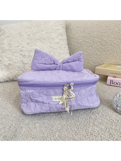 Cosbai - Quilted Bow Cosmetic Bag
