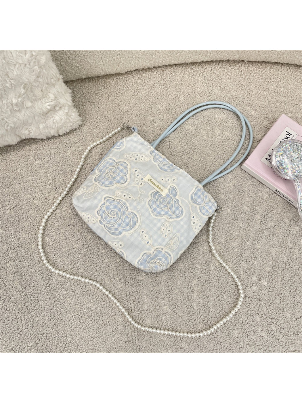 Cosbai - Embroidered Floral Mini Crossbody Bag