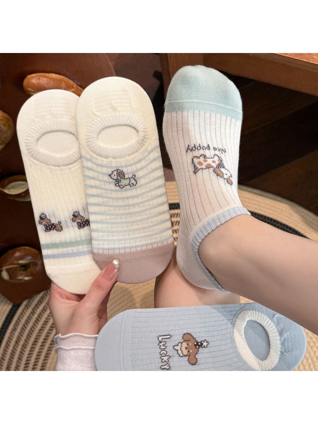 Rufia - Playful Striped Invisible Women's Socks