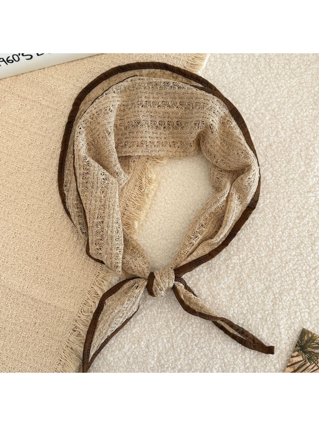 Scarvii - Lace Plaid Edge Triangle Scarf