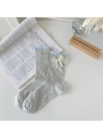 Rufia - Sweet Style Openwork Bow Detail Crew Socks