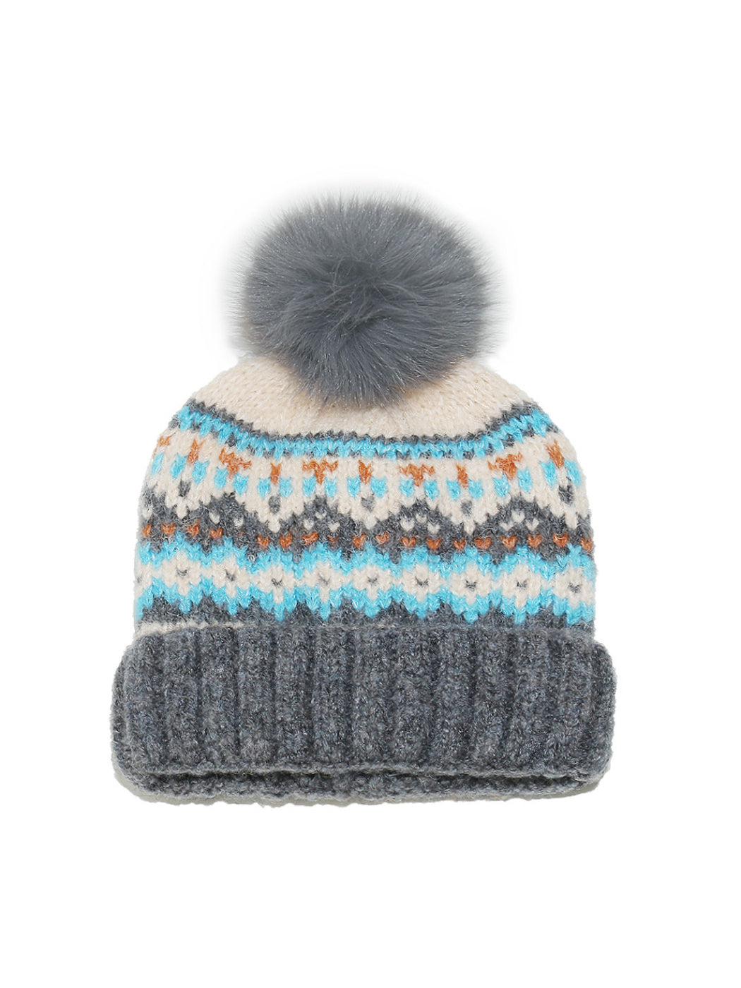 Haila Fair Isle Knit Pom Pom Beanie