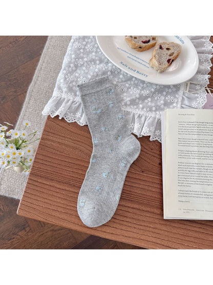 Rufia - Floral Scalloped Trim Crew Socks