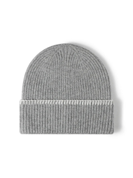 Haila - Contrast-Stitch Cuffed Knit Beanie