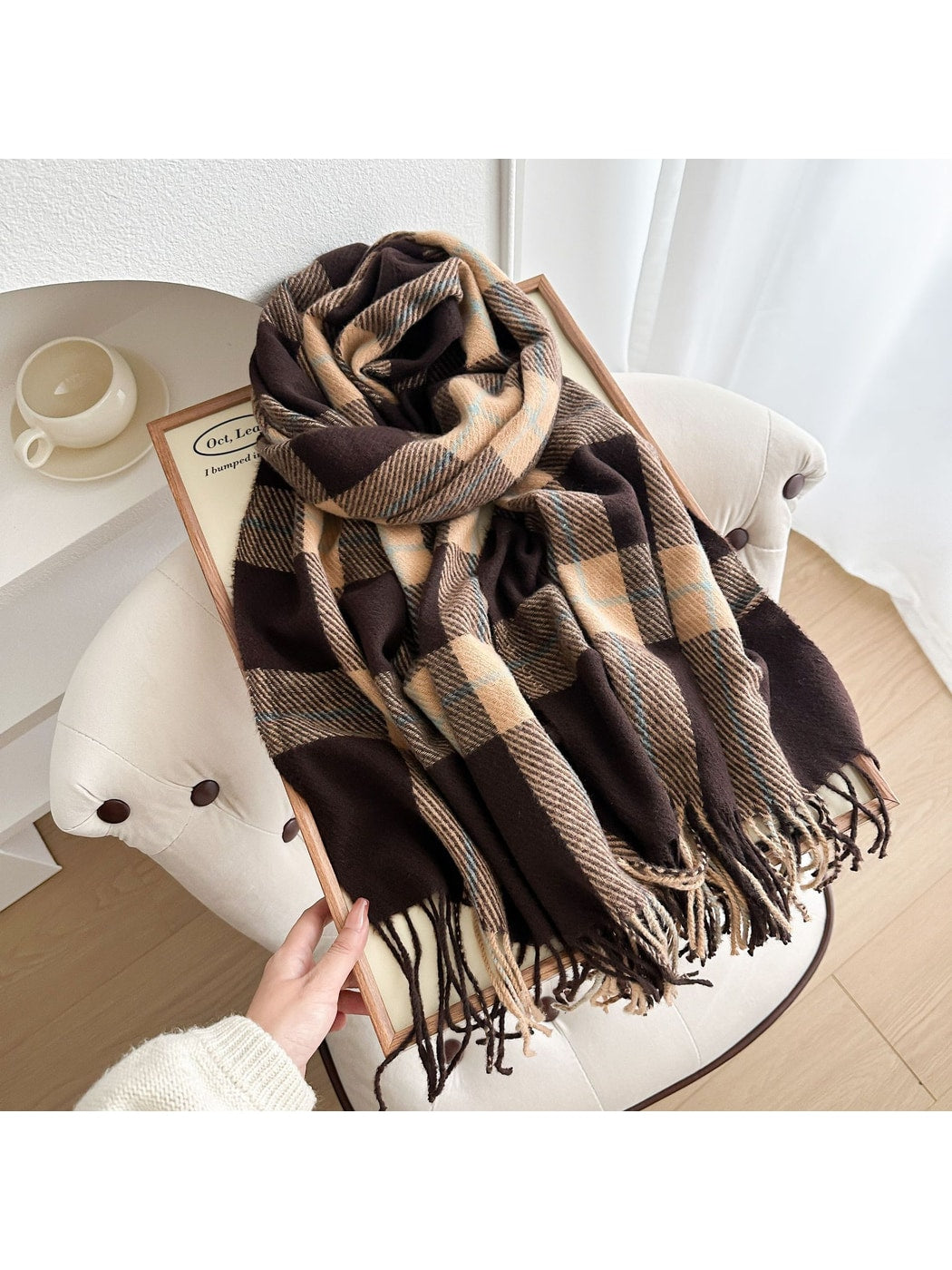 Scarvii - Classic Plaid Tassel Winter Wrap Scarf