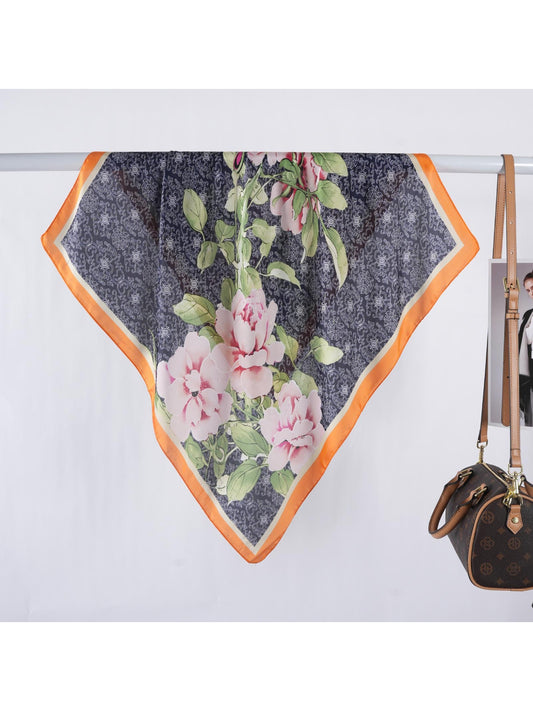 Scarvii - Vintage Blossom Print Square Scarf