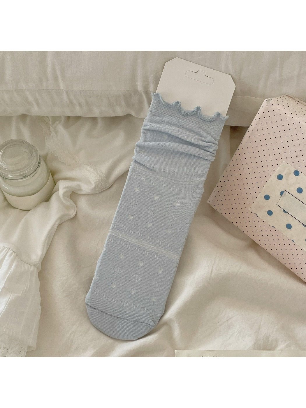Rufia - Ruffle Cuff Hollow-Out Socks
