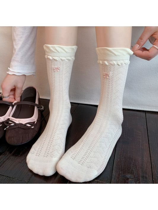 Rufia - Bow Mesh Detail Crew Socks