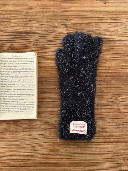 Gloving - Sparkly Fingerless Gloves with Letter Patches & Touchscreen