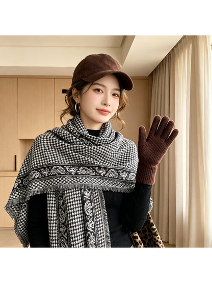 Scarvii - Houndstooth Paisley Triangle Scarf