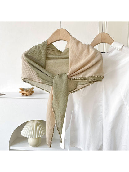 Scarvii - Contrast Trim Plain Weave Diamond-shaped Scarf