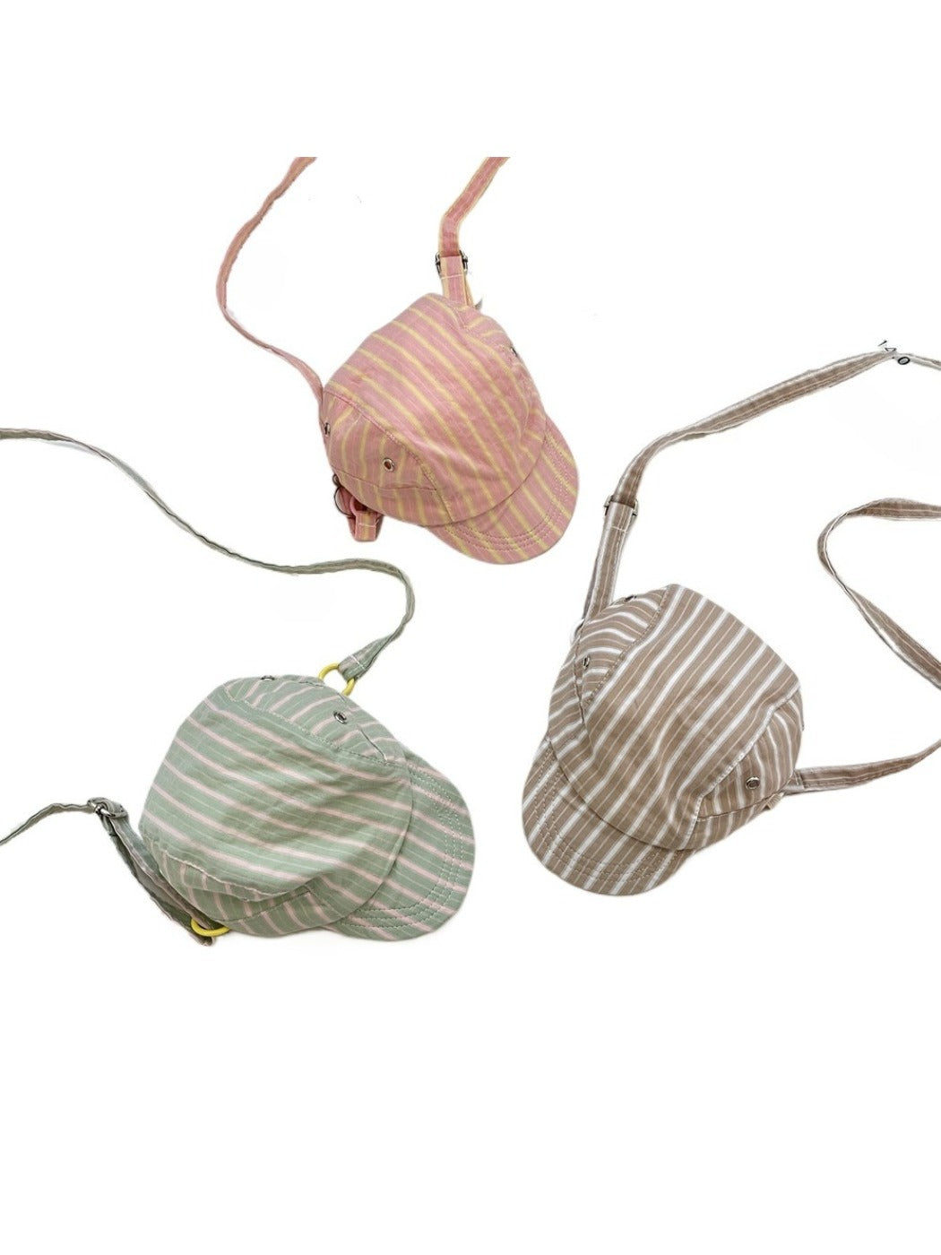 Cosbai – Retro Stripe Hat-Shaped Crossbody Bag