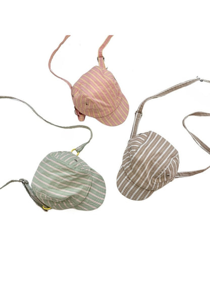 Cosbai – Retro Stripe Hat-Shaped Crossbody Bag