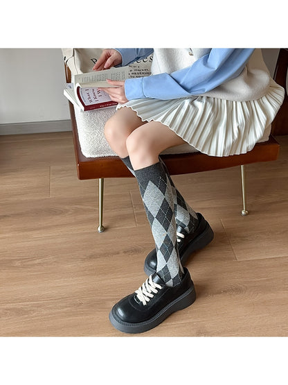 Rufia - Knee-High Socks with Diamond Patterns