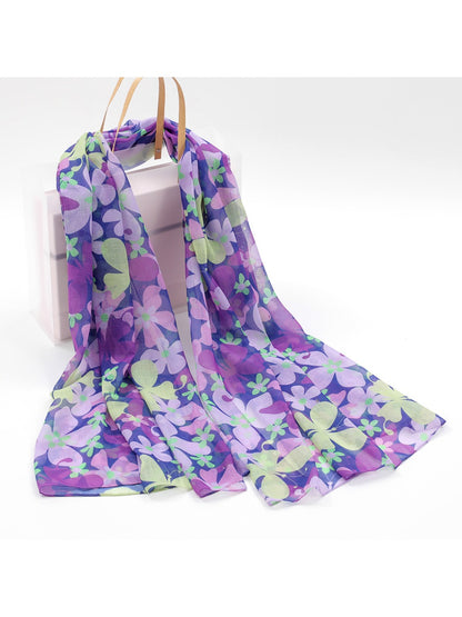 Scarvii - Purple Butterfly Print Women’s Scarf
