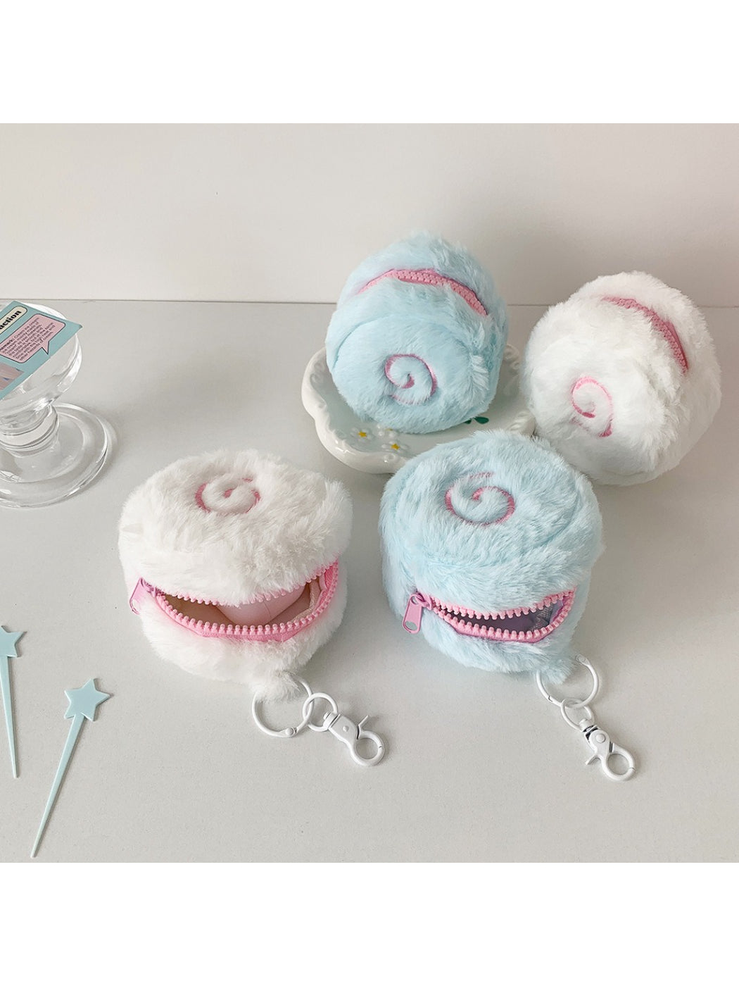 Cosbai - Embroidered Plush Coin Purse Charm Bag